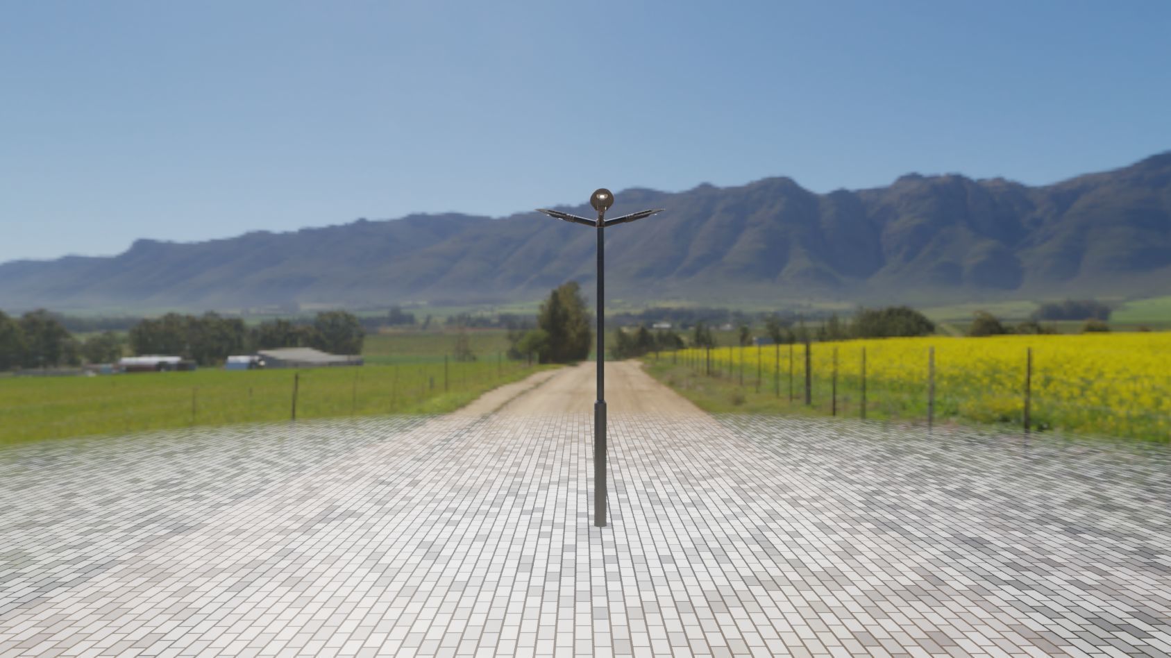 Sci-Fi Street Light 14 version 3 3m with pole 3 Low-poly 3D model_34