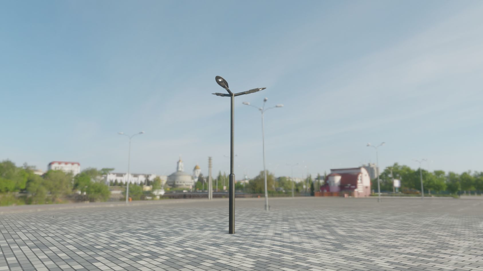Sci-Fi Street Light 14 version 3 3m with pole 3 Low-poly 3D model_11