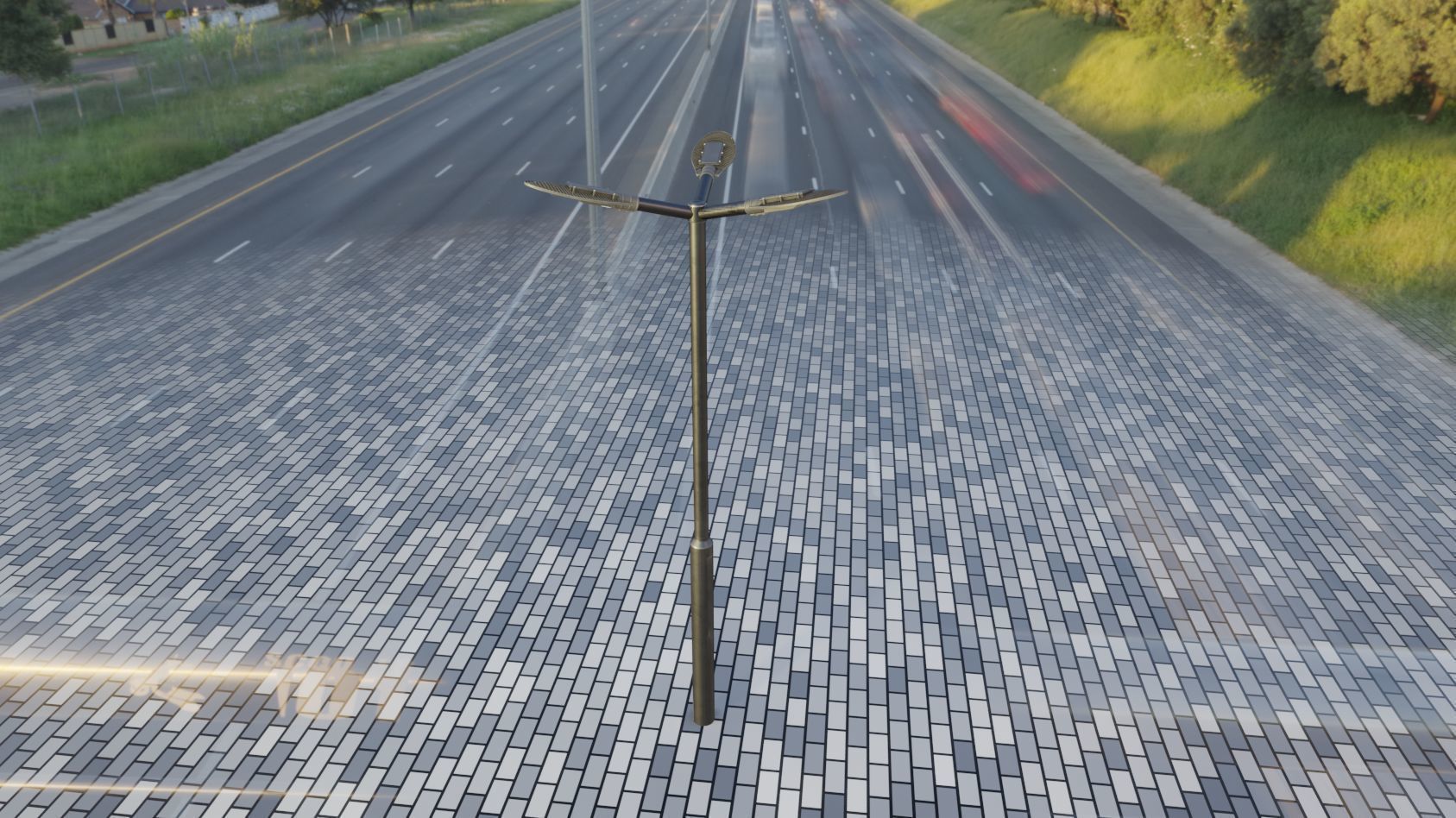 Sci-Fi Street Light 14 version 3 3m with pole 3 Low-poly 3D model_83