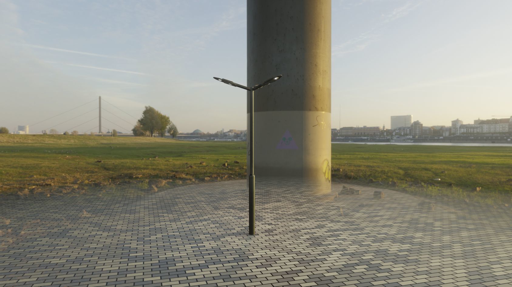 Sci-Fi Street Light 14 version 3 3m with pole 3 Low-poly 3D model_40