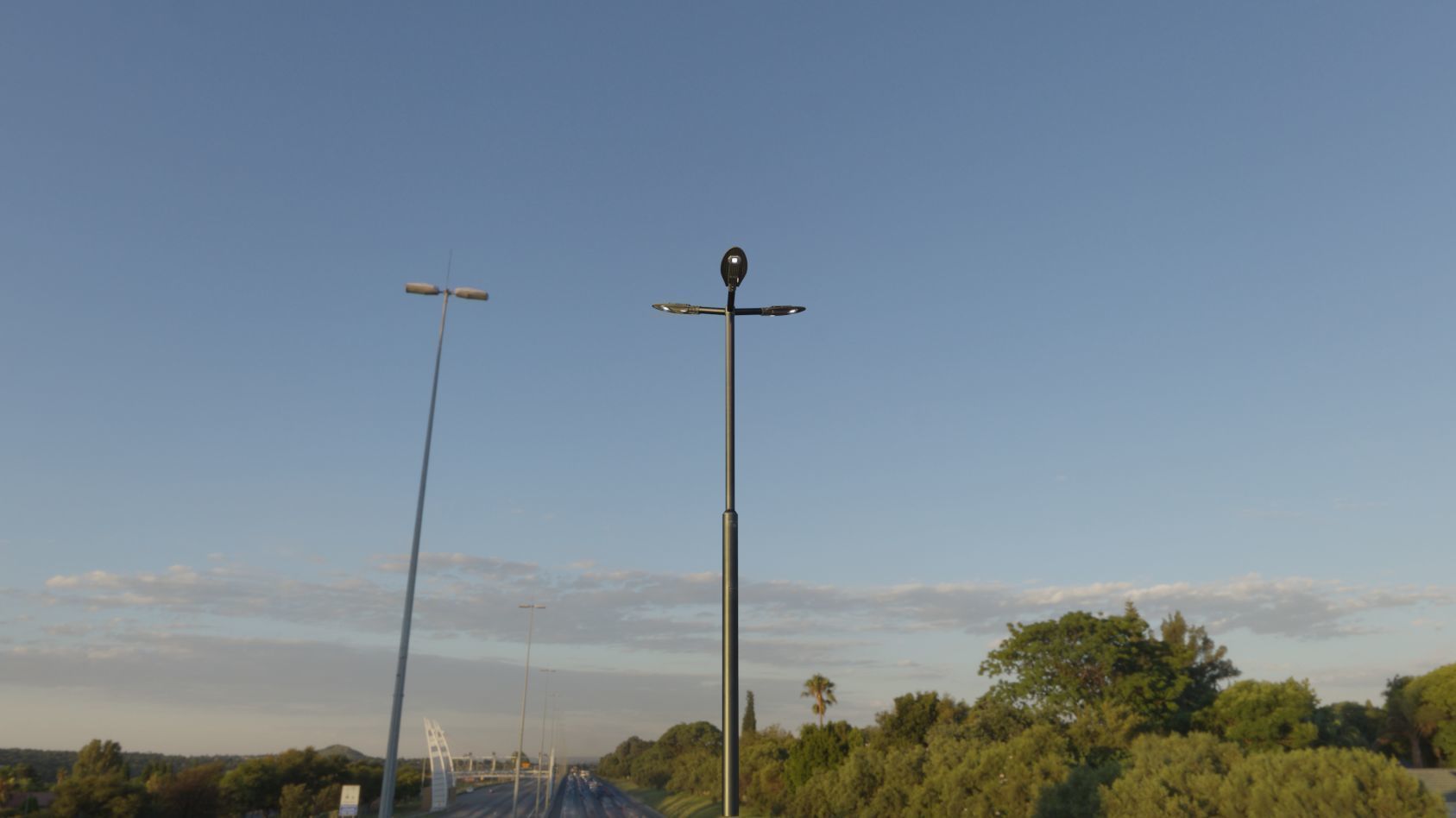 Sci-Fi Street Light 14 version 3 3m with pole 3 Low-poly 3D model_24