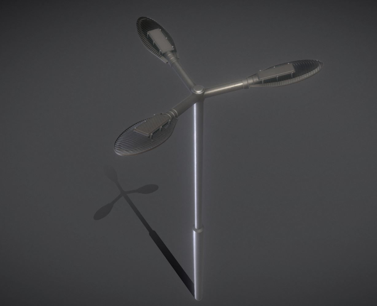 Sci-Fi Street Light 14 version 3 3m with pole 3 Low-poly 3D model_5