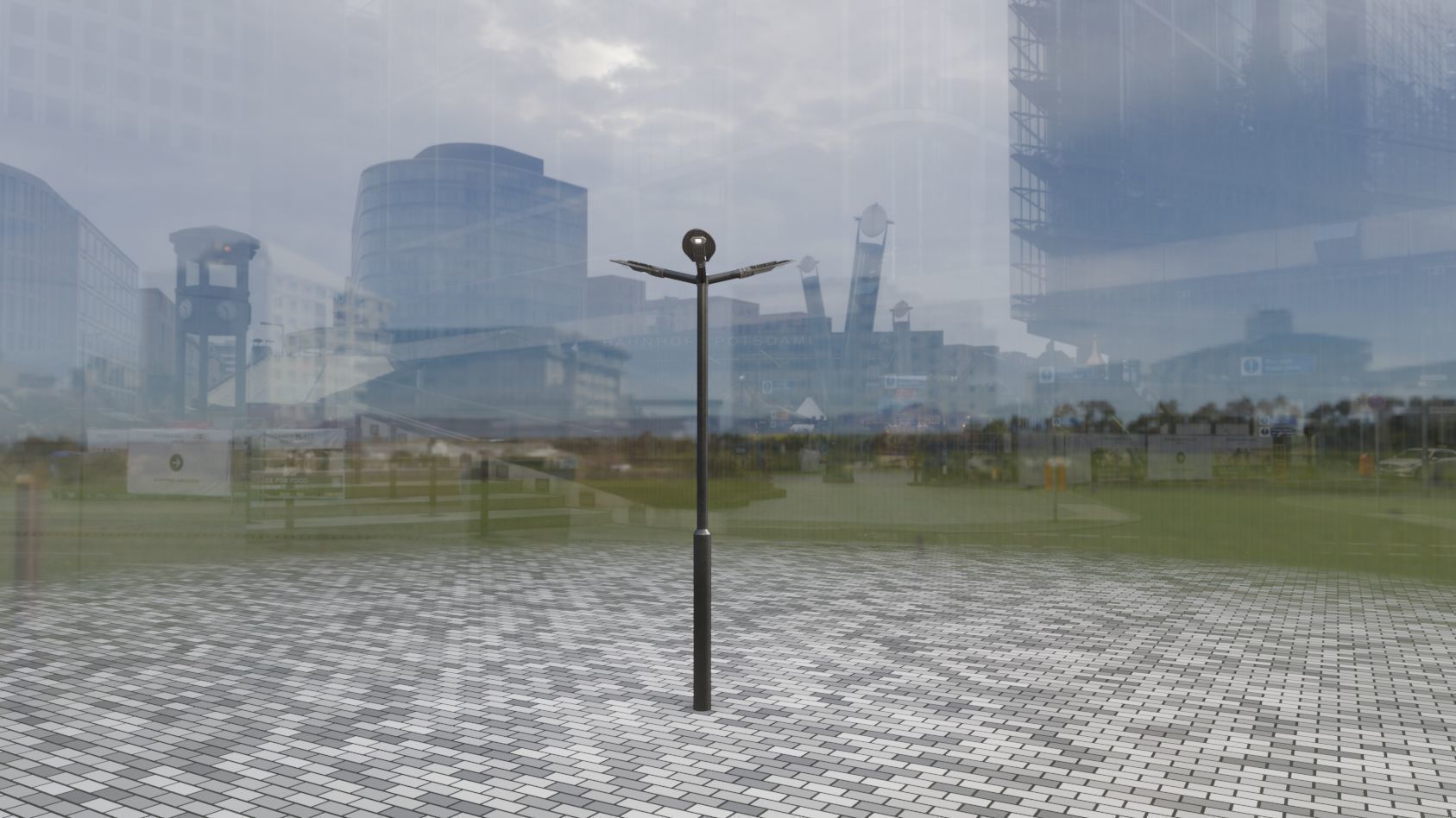 Sci-Fi Street Light 14 version 3 3m with pole 3 Low-poly 3D model_16