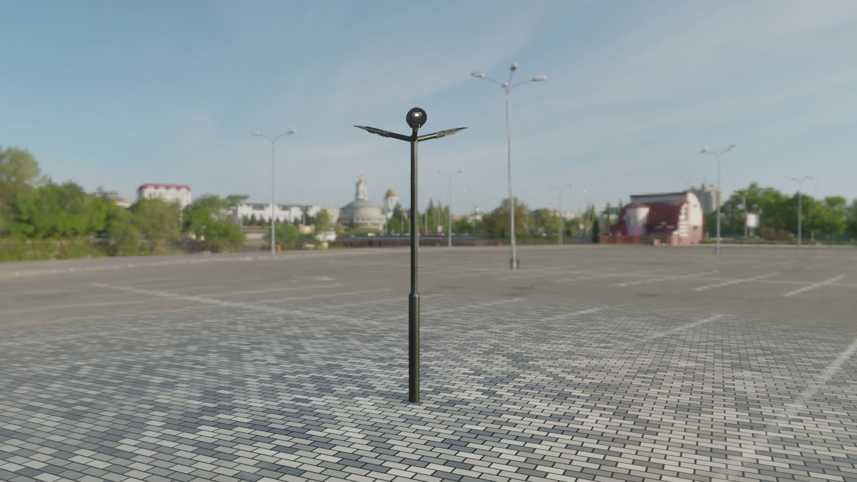 Sci-Fi Street Light 14 version 3 3m with pole 3 Low-poly 3D model_44
