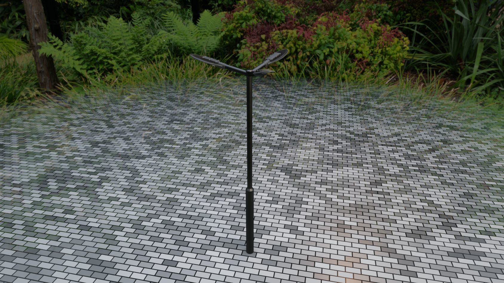 Sci-Fi Street Light 14 version 3 3m with pole 3 Low-poly 3D model_75