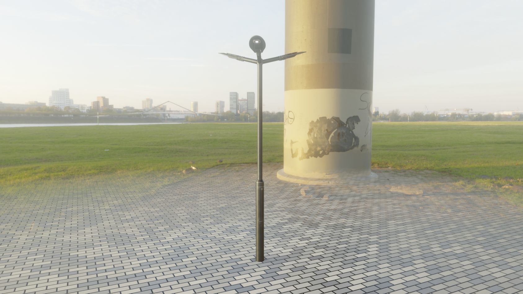 Sci-Fi Street Light 14 version 3 3m with pole 3 Low-poly 3D model_55