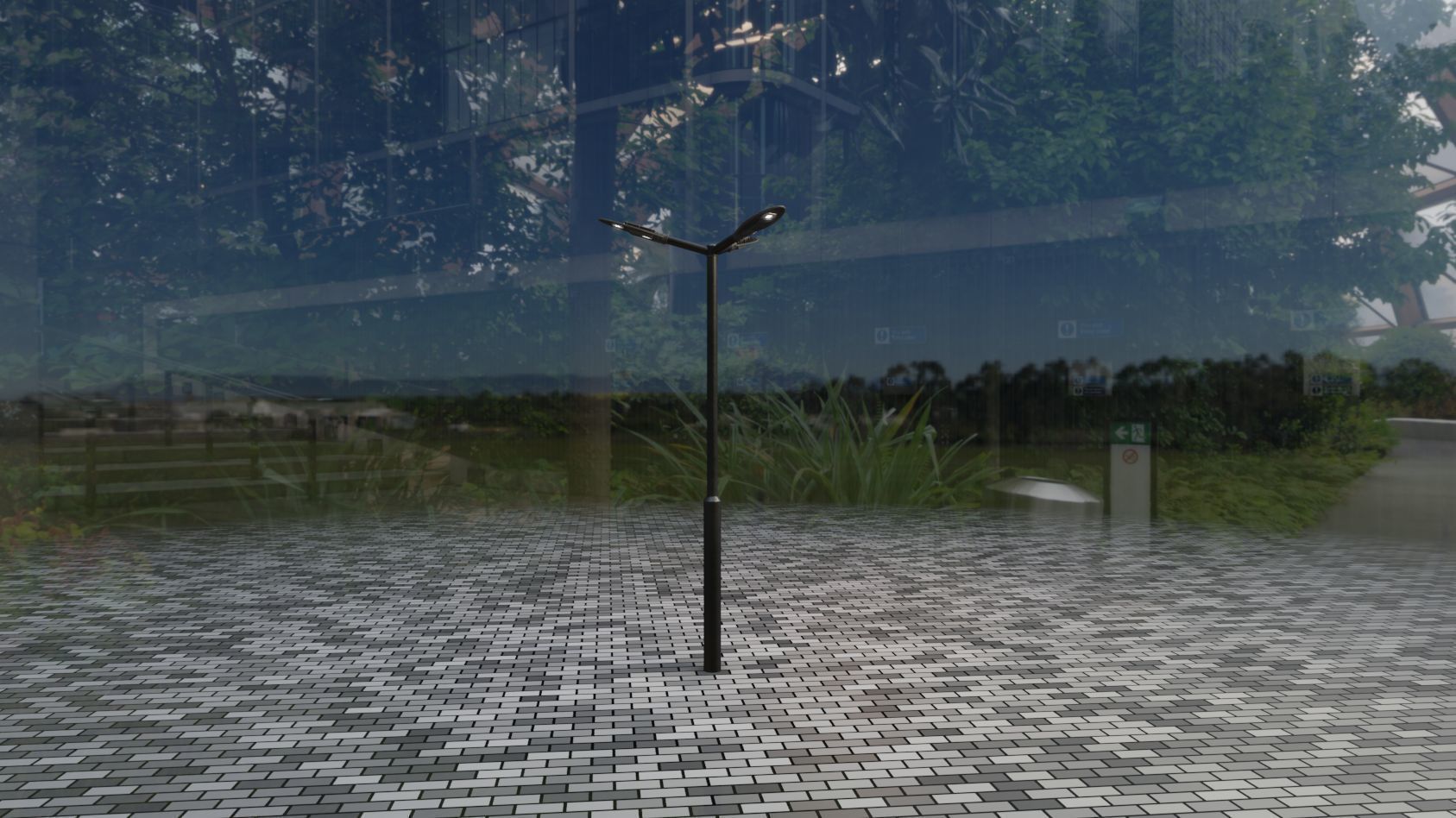 Sci-Fi Street Light 14 version 3 3m with pole 3 Low-poly 3D model_41