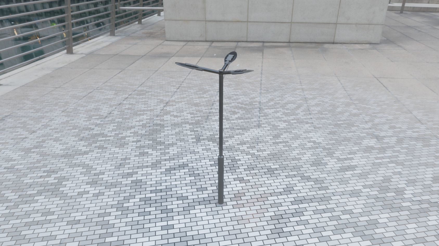 Sci-Fi Street Light 14 version 3 3m with pole 3 Low-poly 3D model_106