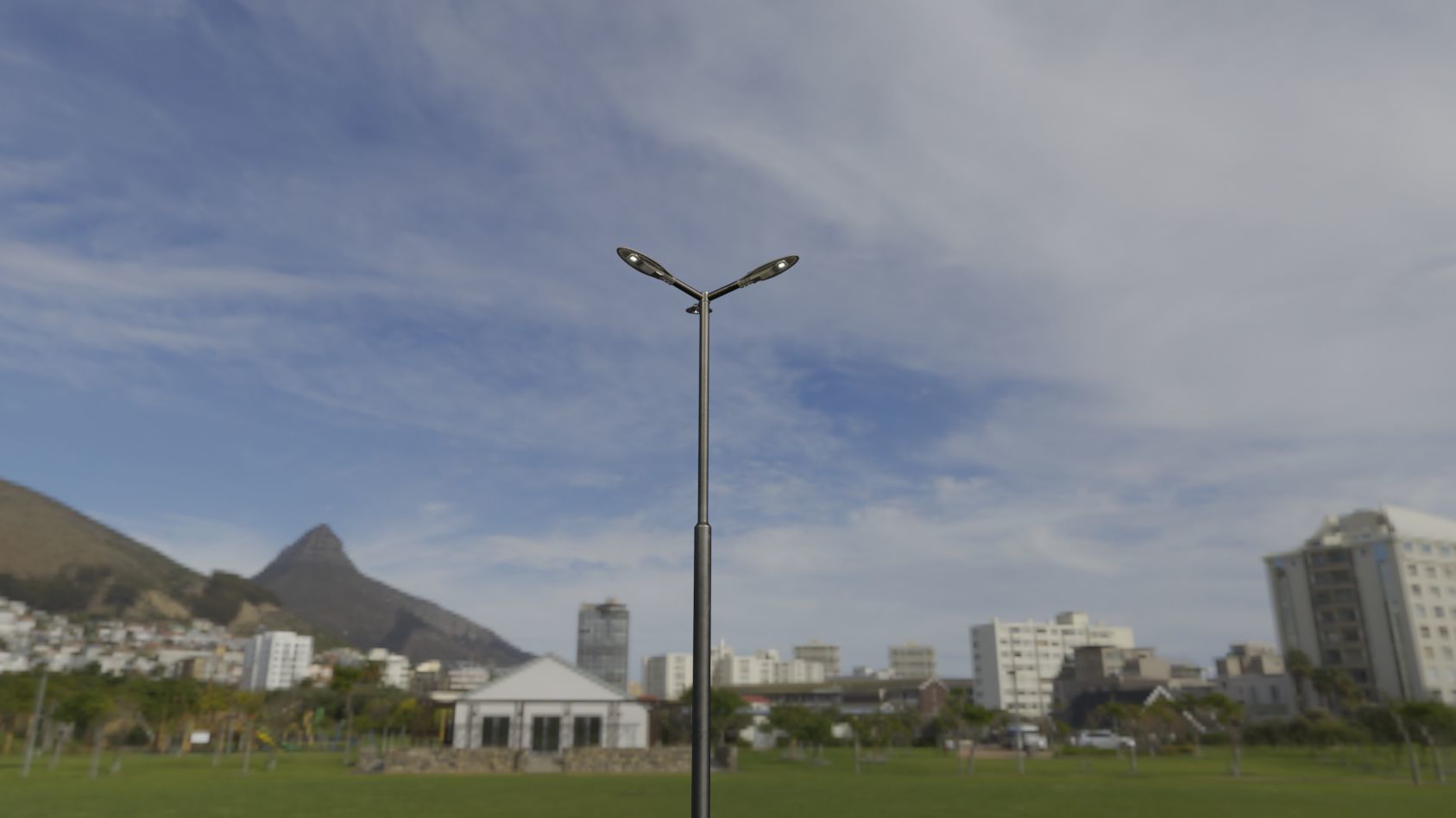 Sci-Fi Street Light 14 version 3 3m with pole 3 Low-poly 3D model_10