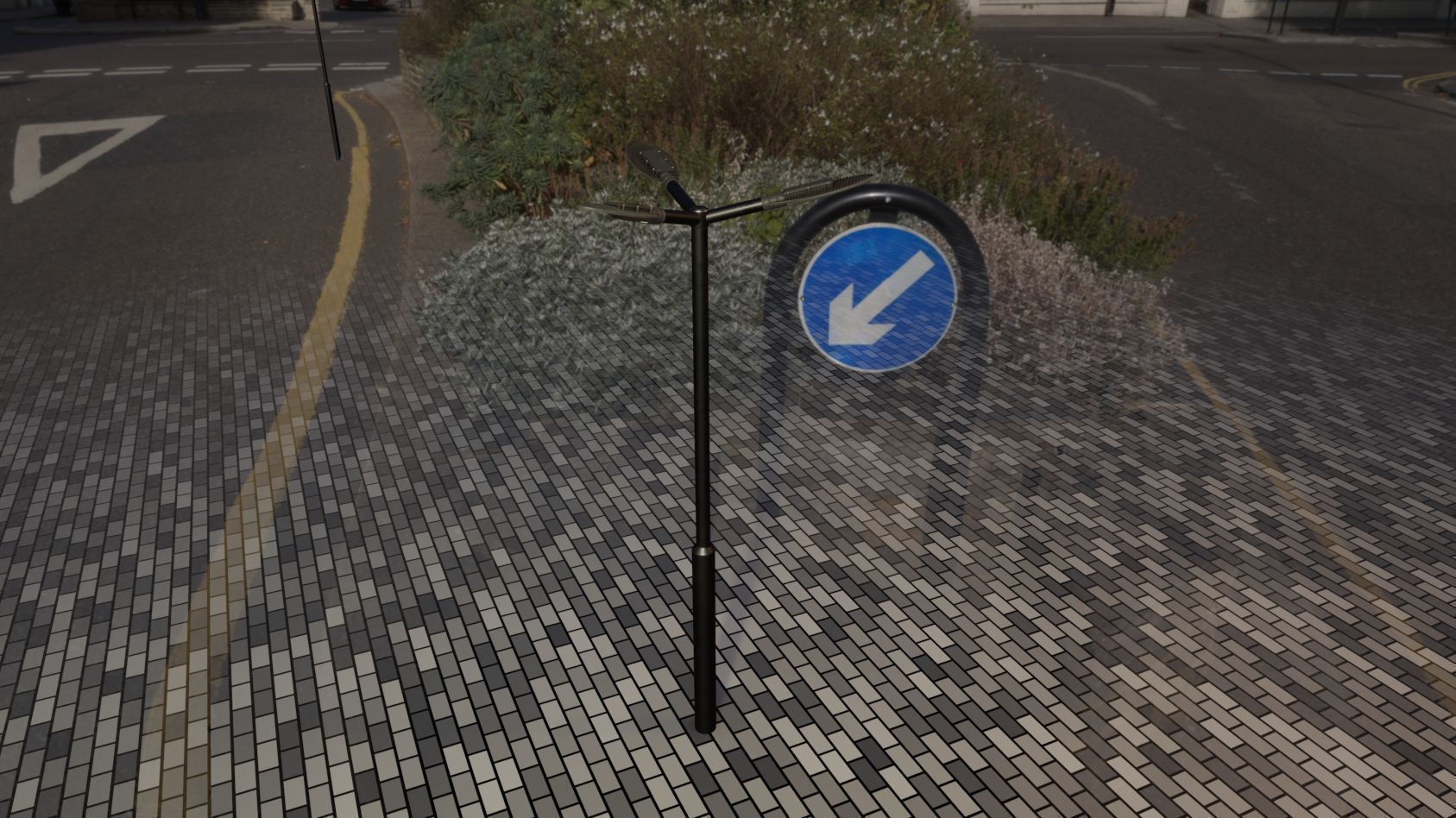 Sci-Fi Street Light 14 version 3 3m with pole 3 Low-poly 3D model_80