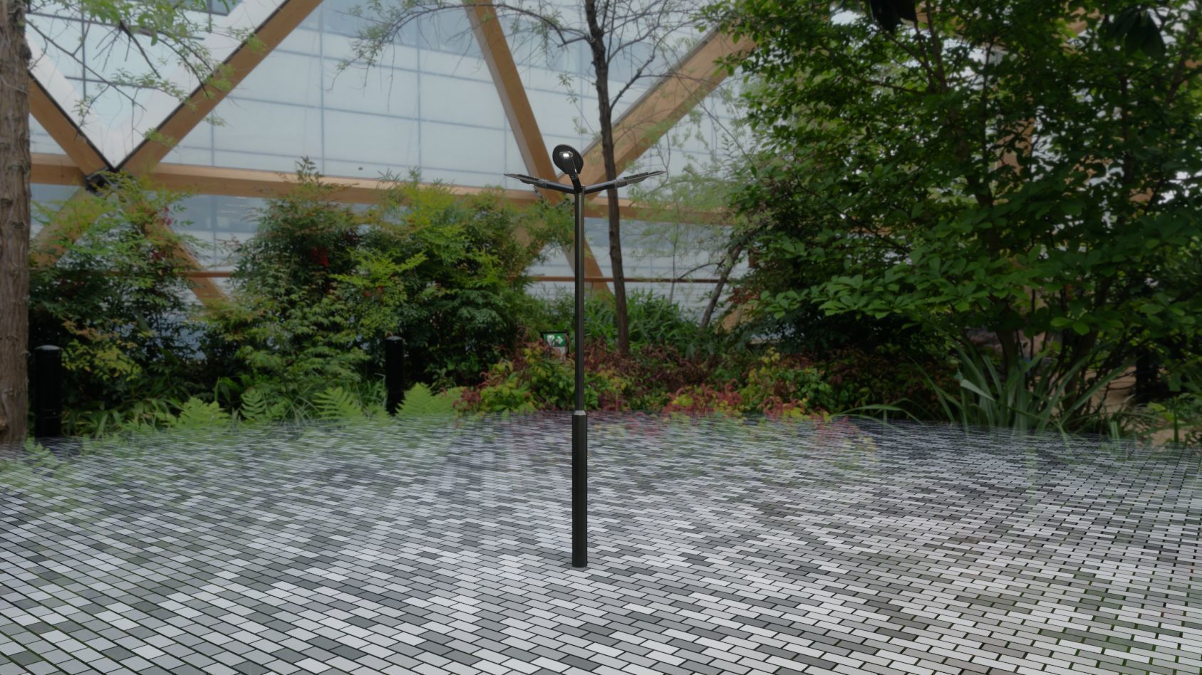 Sci-Fi Street Light 14 version 3 3m with pole 3 Low-poly 3D model_45