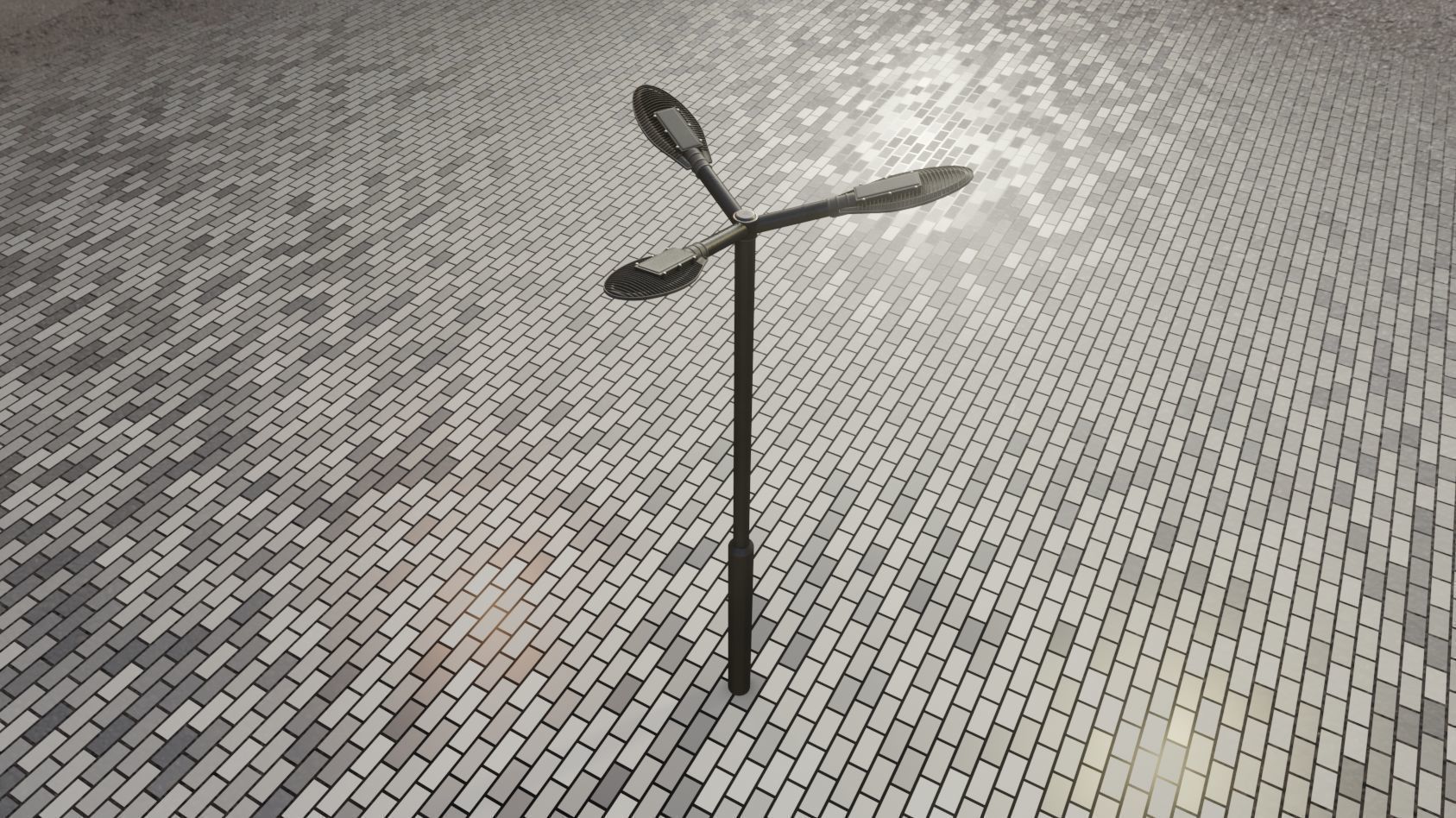 Sci-Fi Street Light 14 version 3 3m with pole 3 Low-poly 3D model_1