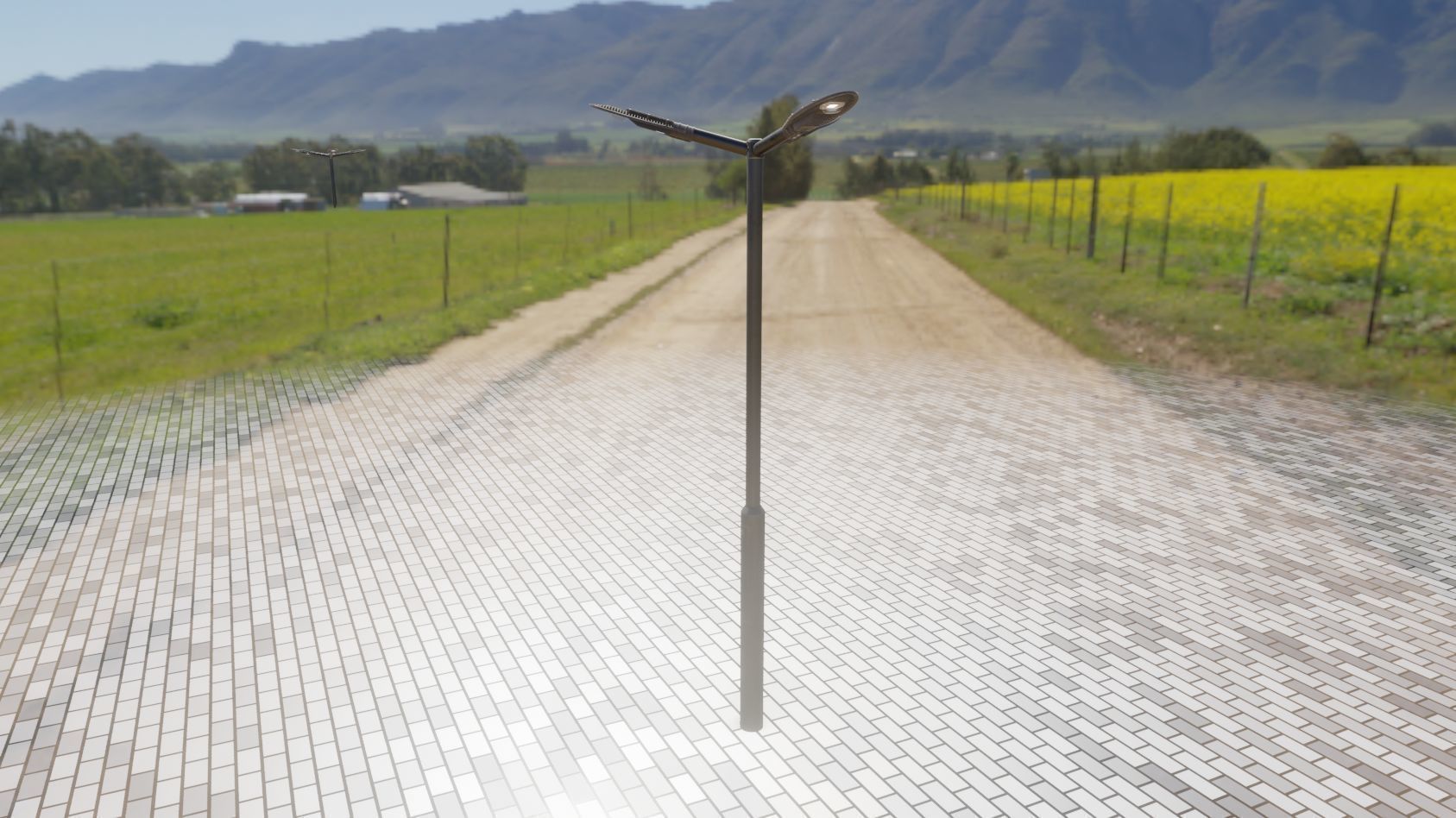 Sci-Fi Street Light 14 version 3 3m with pole 3 Low-poly 3D model_63