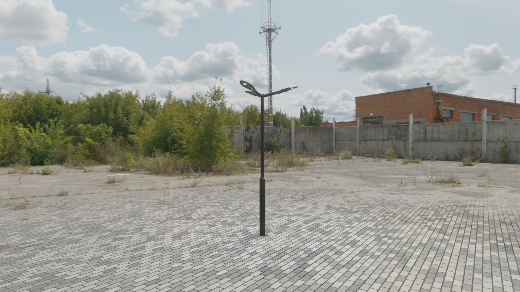 Sci-Fi Street Light 14 version 3 3m with pole 3 Low-poly 3D model_36