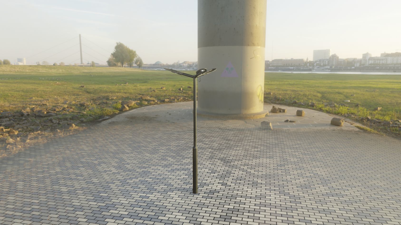 Sci-Fi Street Light 14 version 3 3m with pole 3 Low-poly 3D model_14