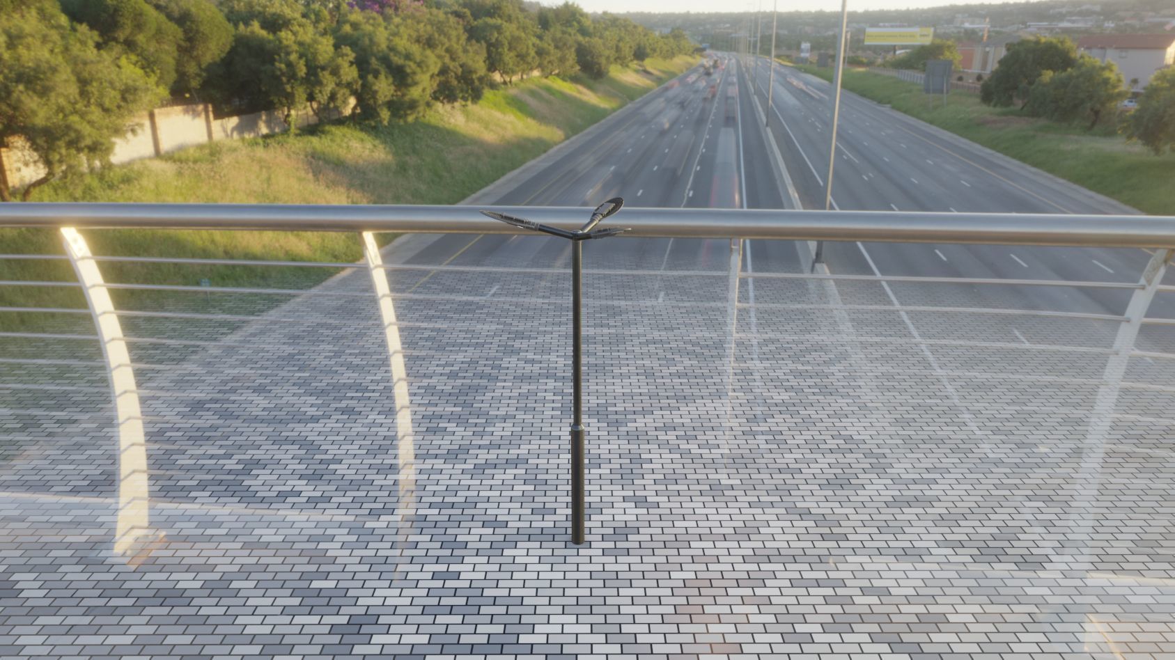 Sci-Fi Street Light 14 version 3 3m with pole 3 Low-poly 3D model_12