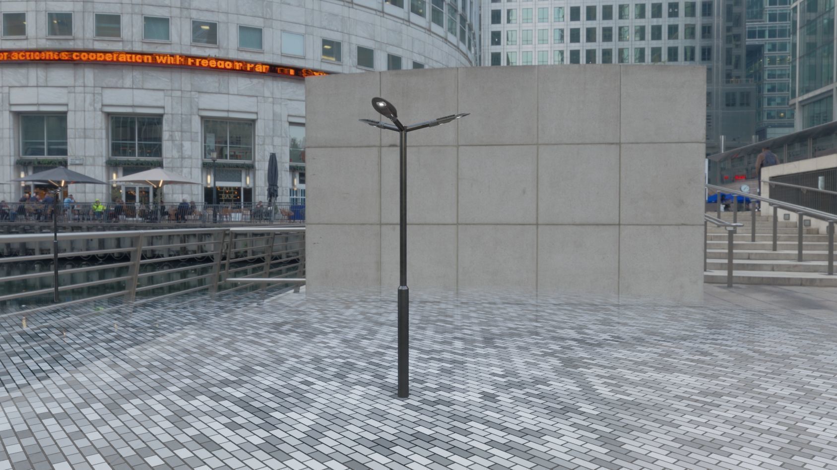 Sci-Fi Street Light 14 version 3 3m with pole 3 Low-poly 3D model_46