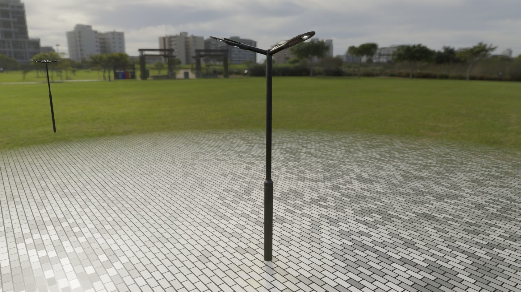 Sci-Fi Street Light 14 version 3 3m with pole 3 Low-poly 3D model_62