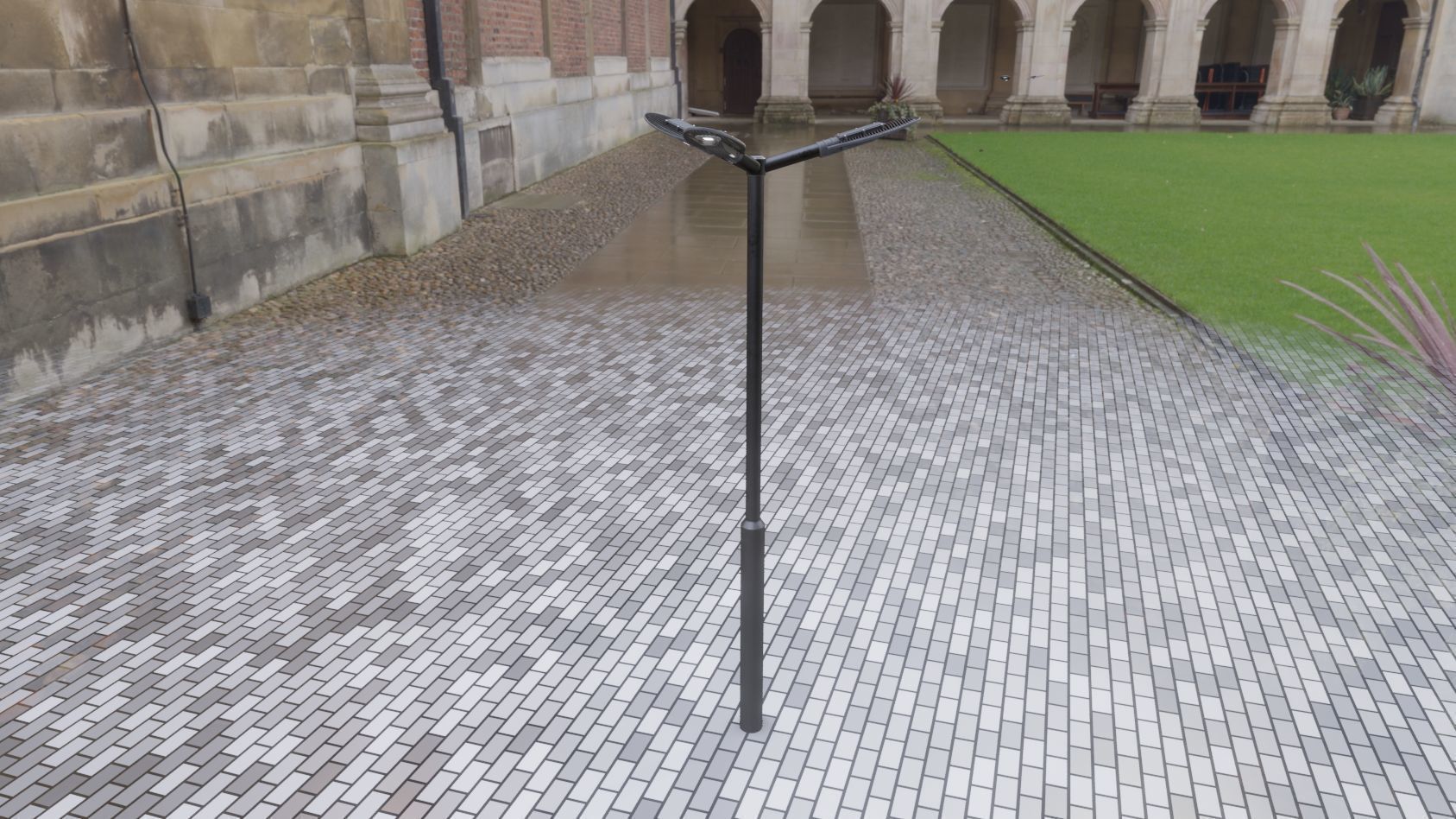 Sci-Fi Street Light 14 version 3 3m with pole 3 Low-poly 3D model_67