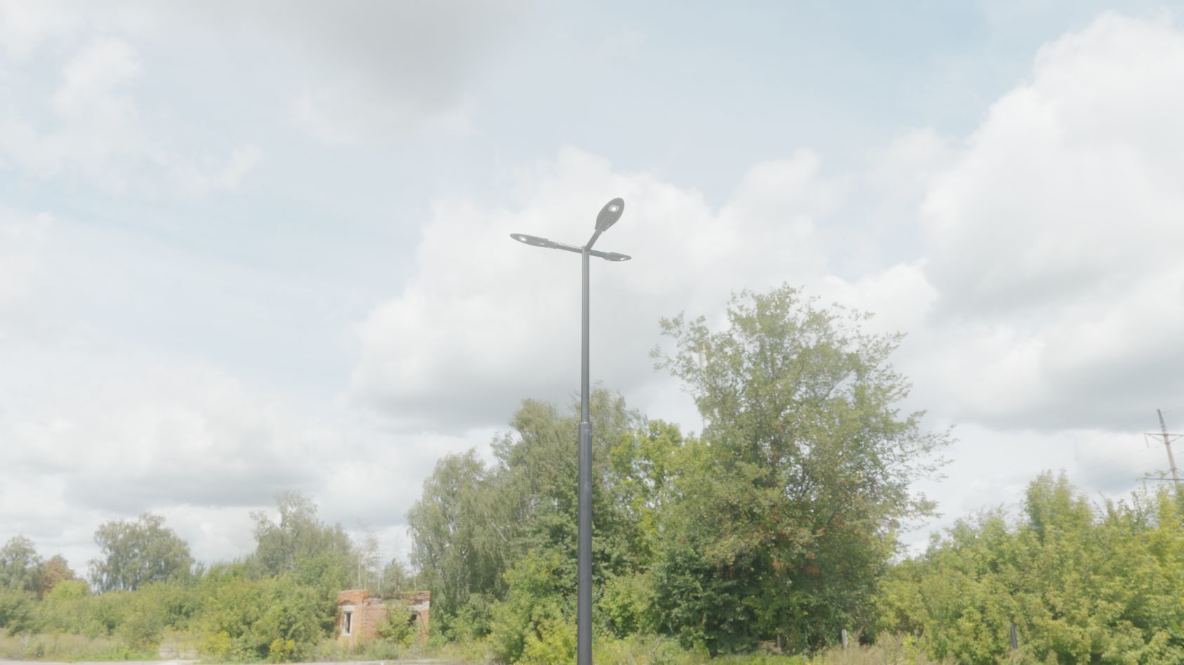 Sci-Fi Street Light 14 version 3 3m with pole 3 Low-poly 3D model_22