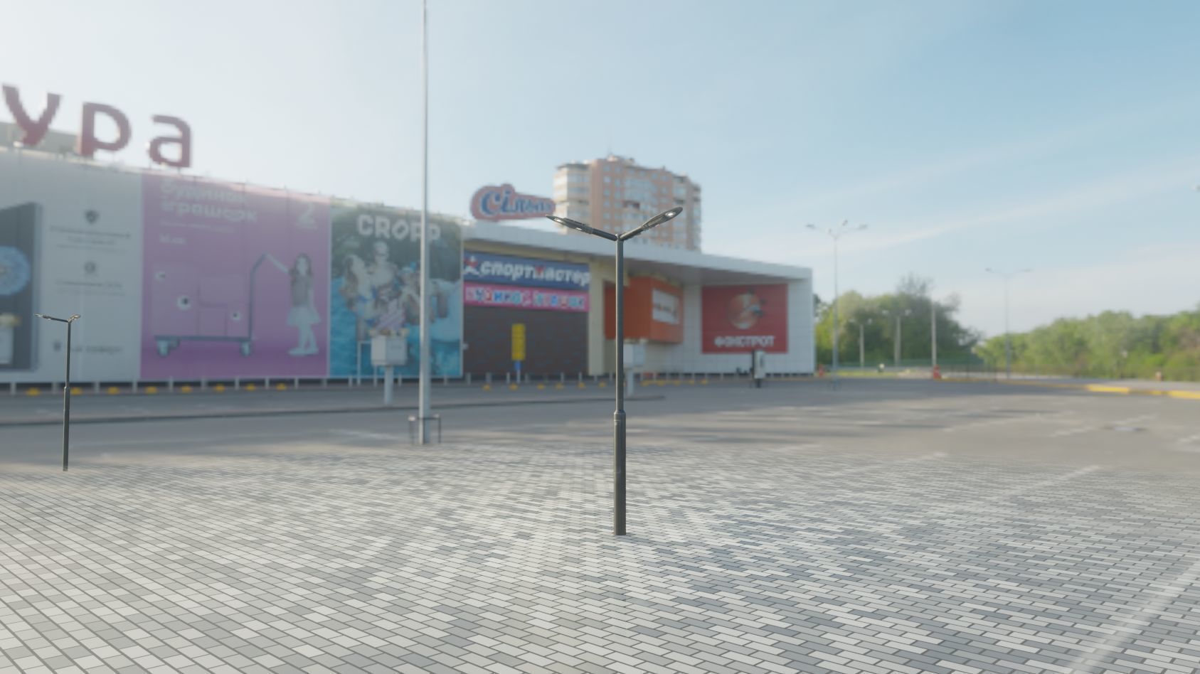 Sci-Fi Street Light 14 version 3 3m with pole 3 Low-poly 3D model_30