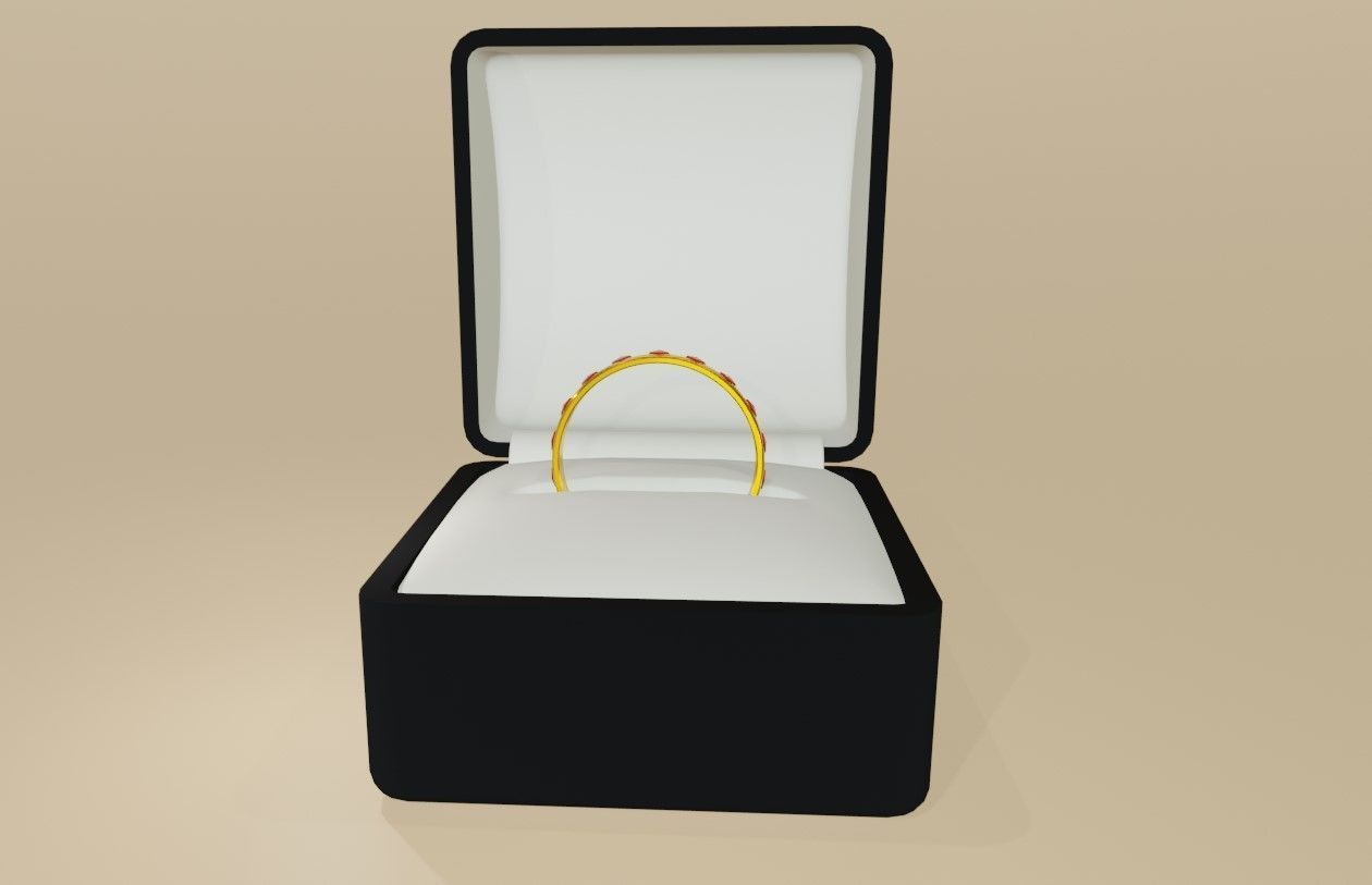 Gold Ring with Ruby Stone and Box - Anel de Ouro e Rubi 3D model_13