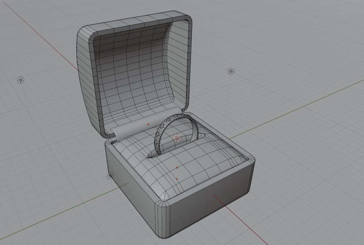 Gold Ring with Ruby Stone and Box - Anel de Ouro e Rubi 3D model_18