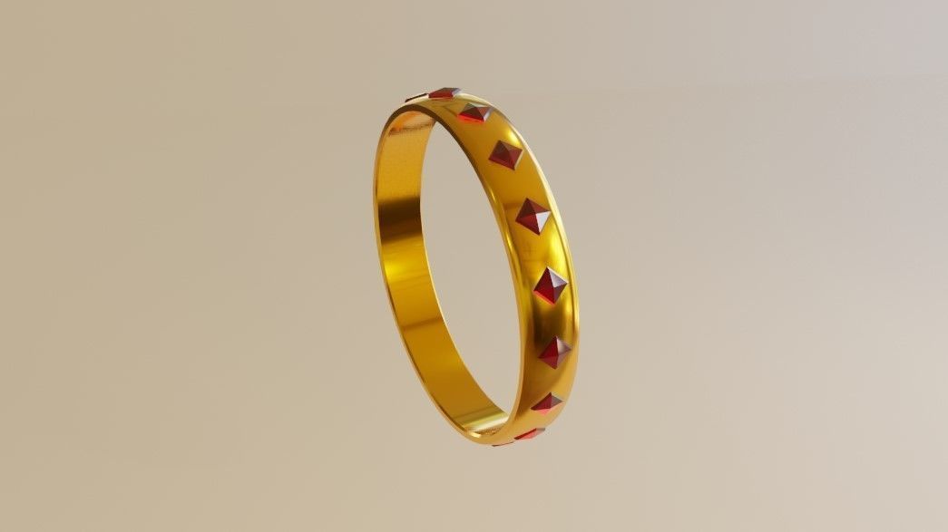 Gold Ring with Ruby Stone and Box - Anel de Ouro e Rubi 3D model_1