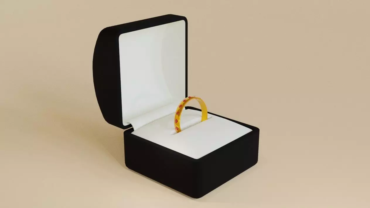 Gold Ring with Ruby Stone and Box - Anel de Ouro e Rubi 3D model_0