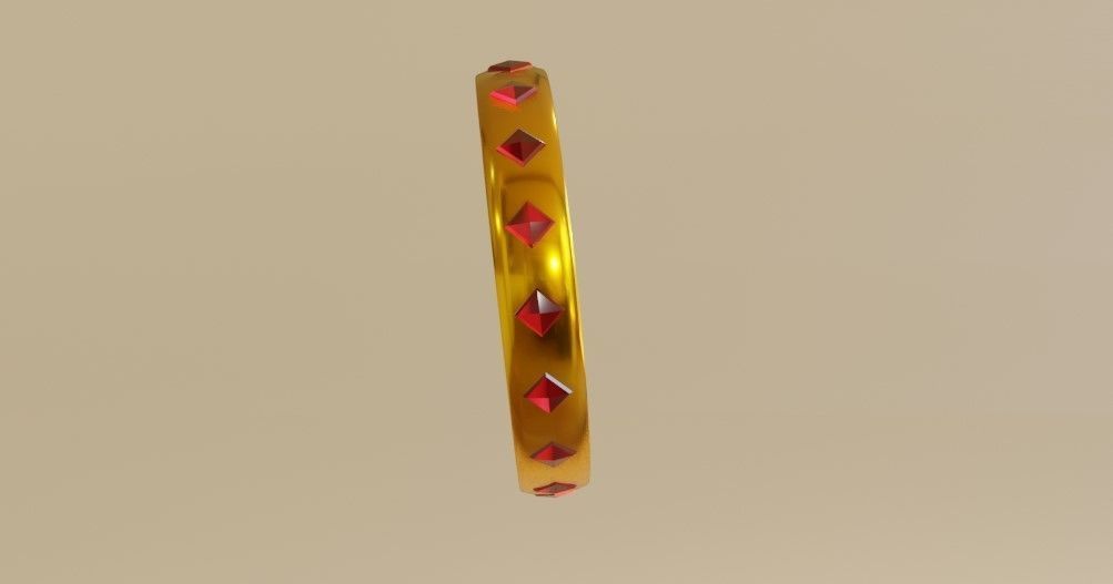 Gold Ring with Ruby Stone and Box - Anel de Ouro e Rubi 3D model_6