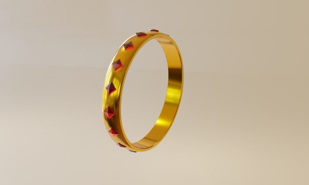 Gold Ring with Ruby Stone and Box - Anel de Ouro e Rubi 3D model_4