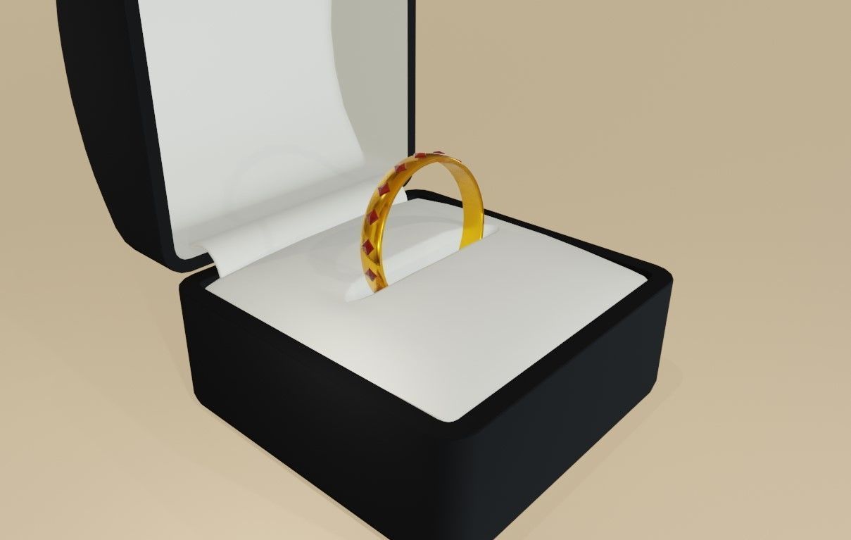 Gold Ring with Ruby Stone and Box - Anel de Ouro e Rubi 3D model_2