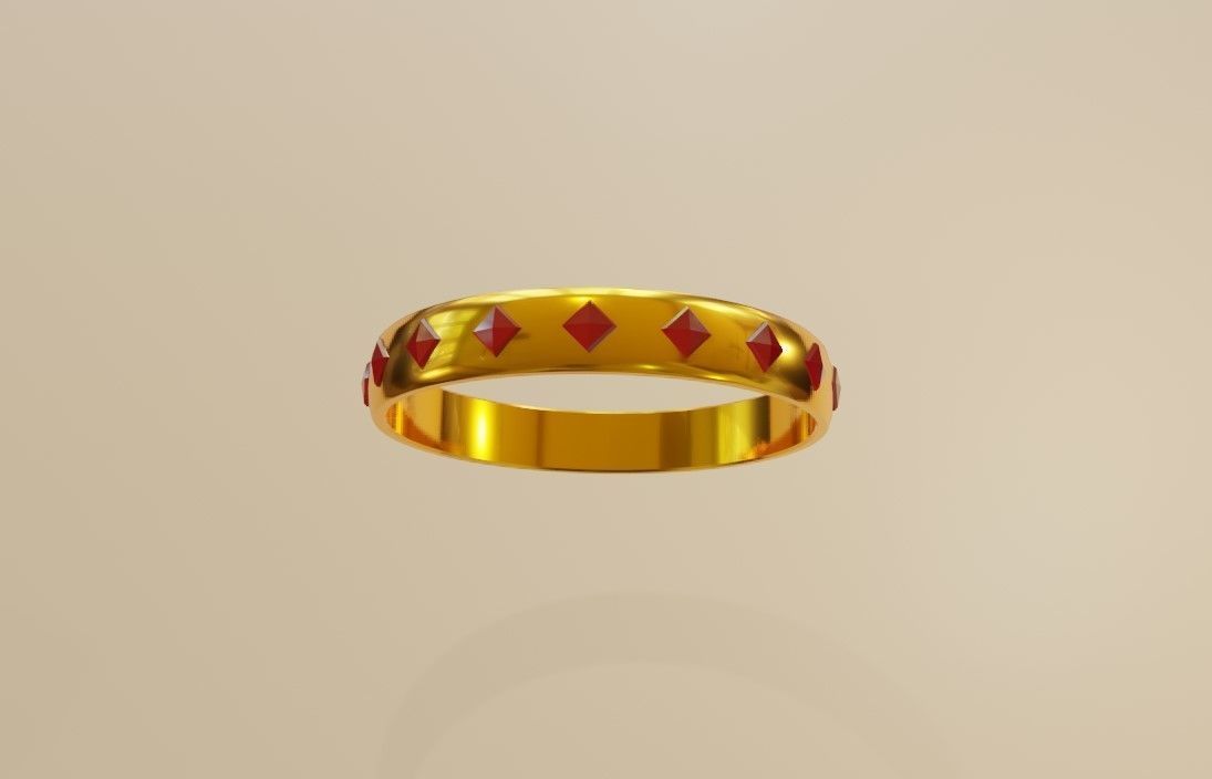 Gold Ring with Ruby Stone and Box - Anel de Ouro e Rubi 3D model_5