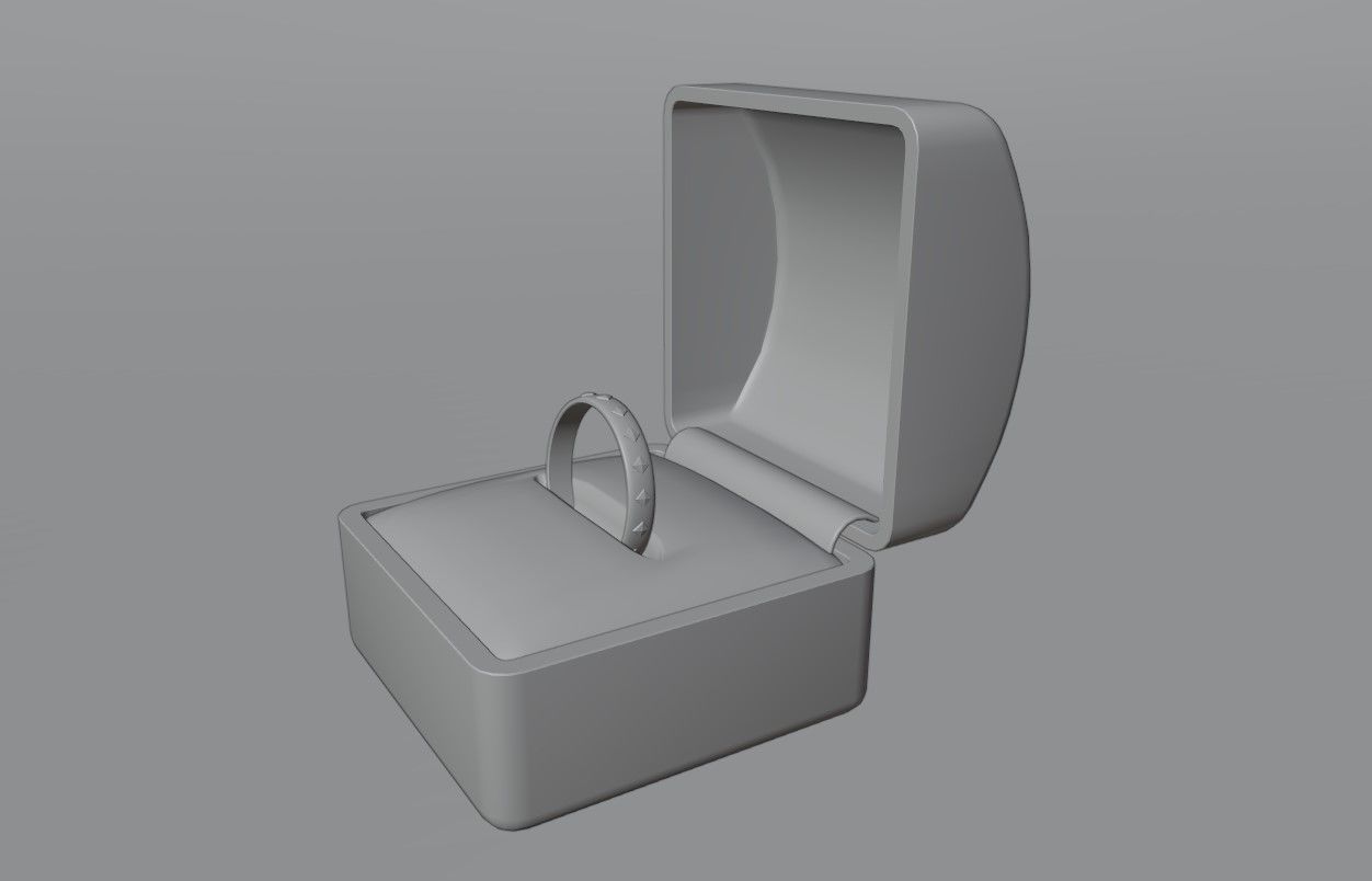 Gold Ring with Ruby Stone and Box - Anel de Ouro e Rubi 3D model_17