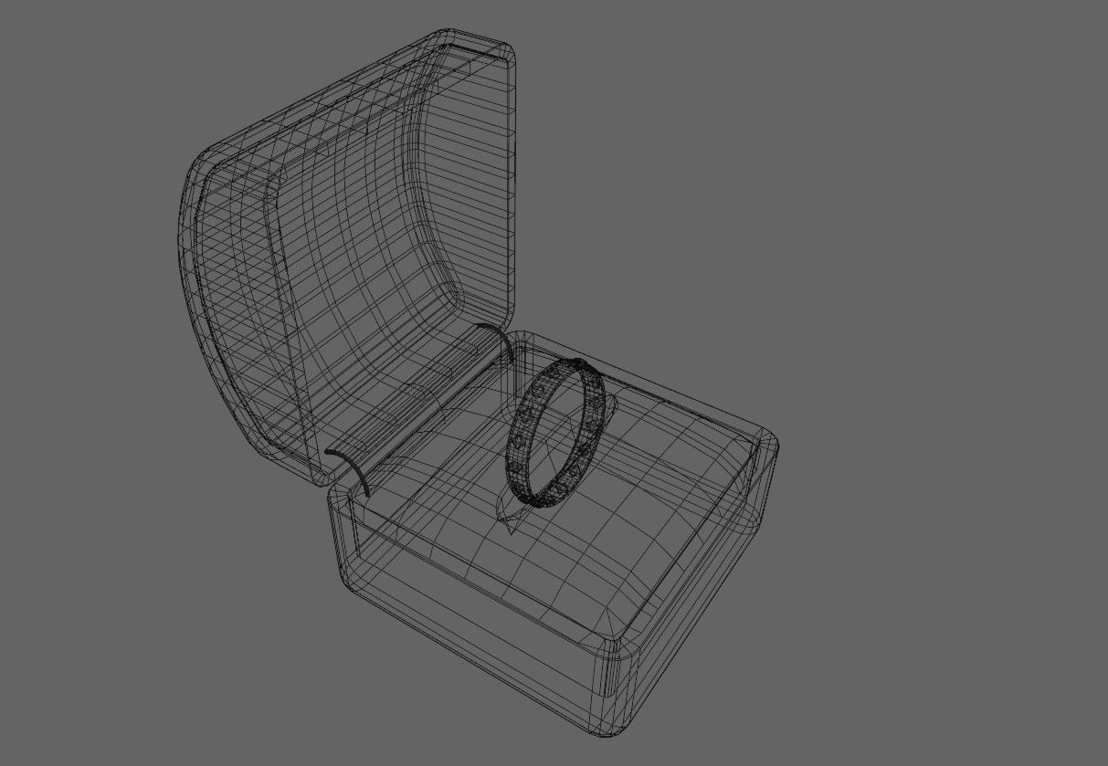 Gold Ring with Ruby Stone and Box - Anel de Ouro e Rubi 3D model_19