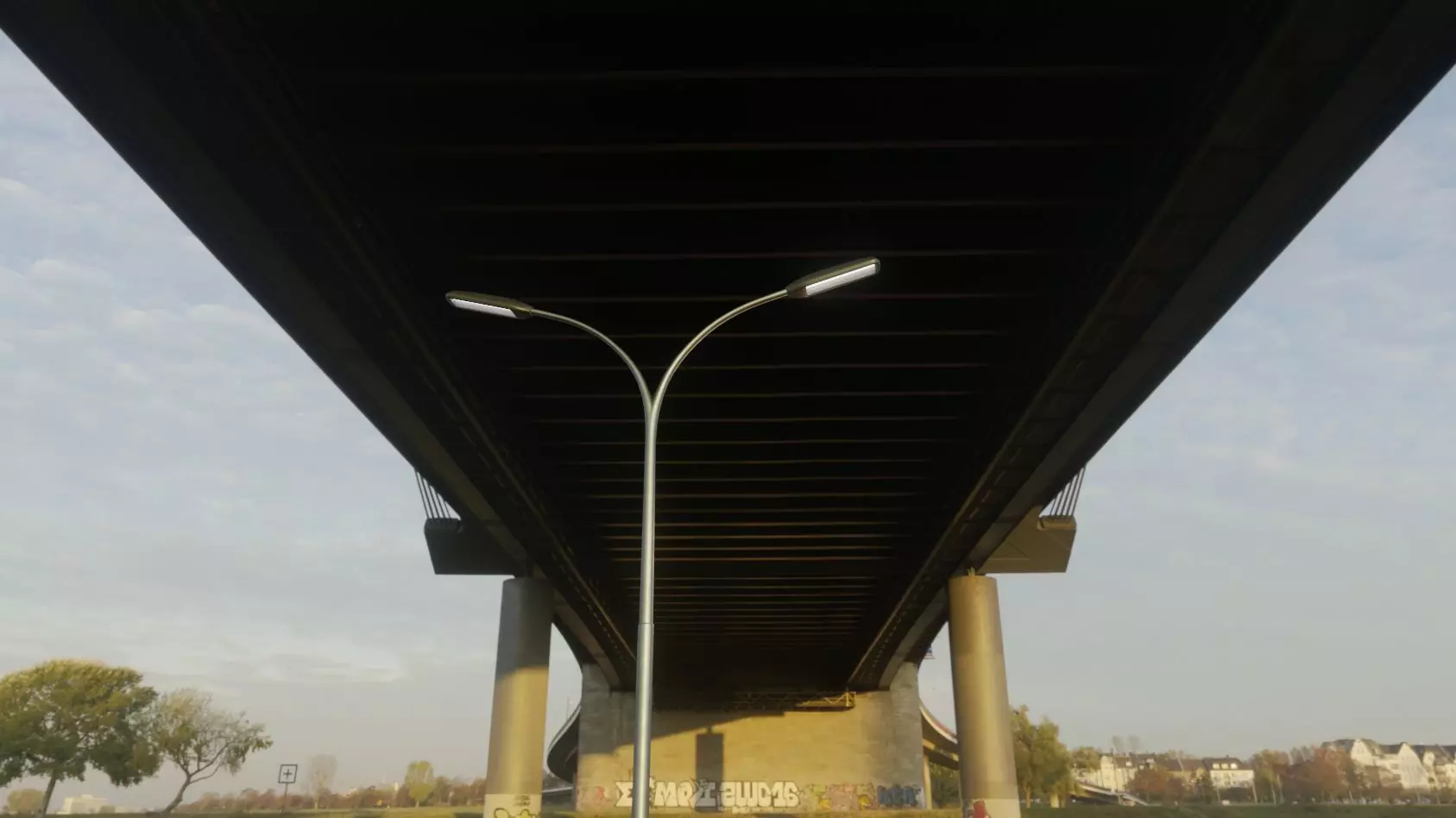 Street Light 11 version 10 6m with pole 4 Low-poly 3D model_0