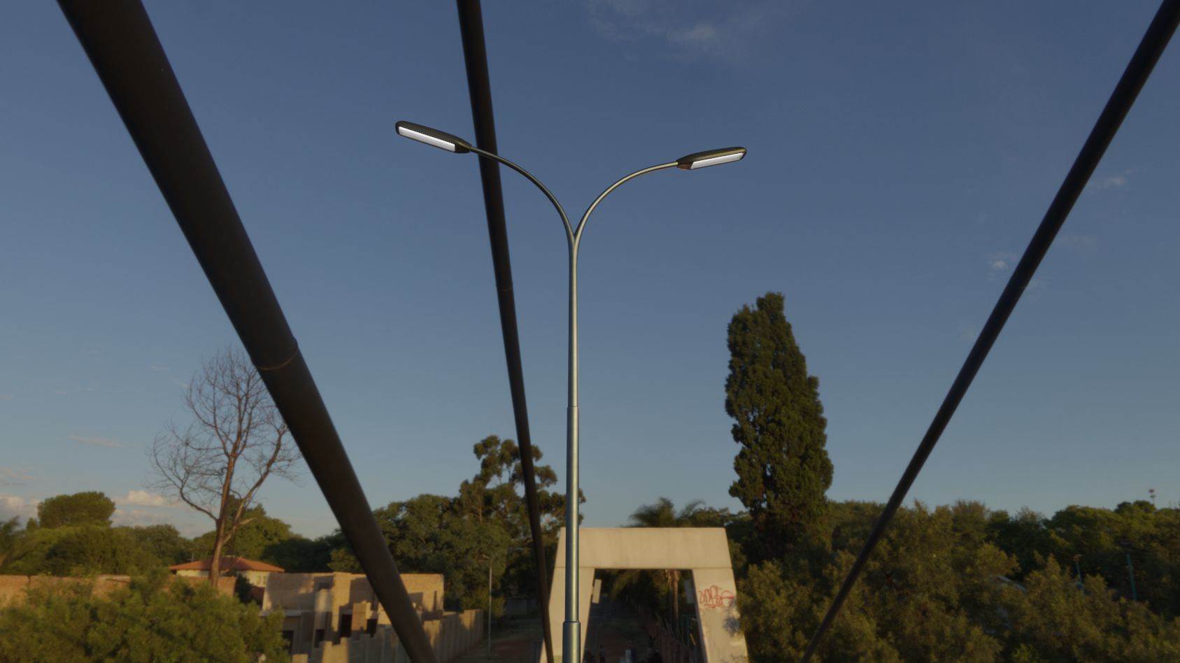 Street Light 11 version 10 6m with pole 4 Low-poly 3D model_11