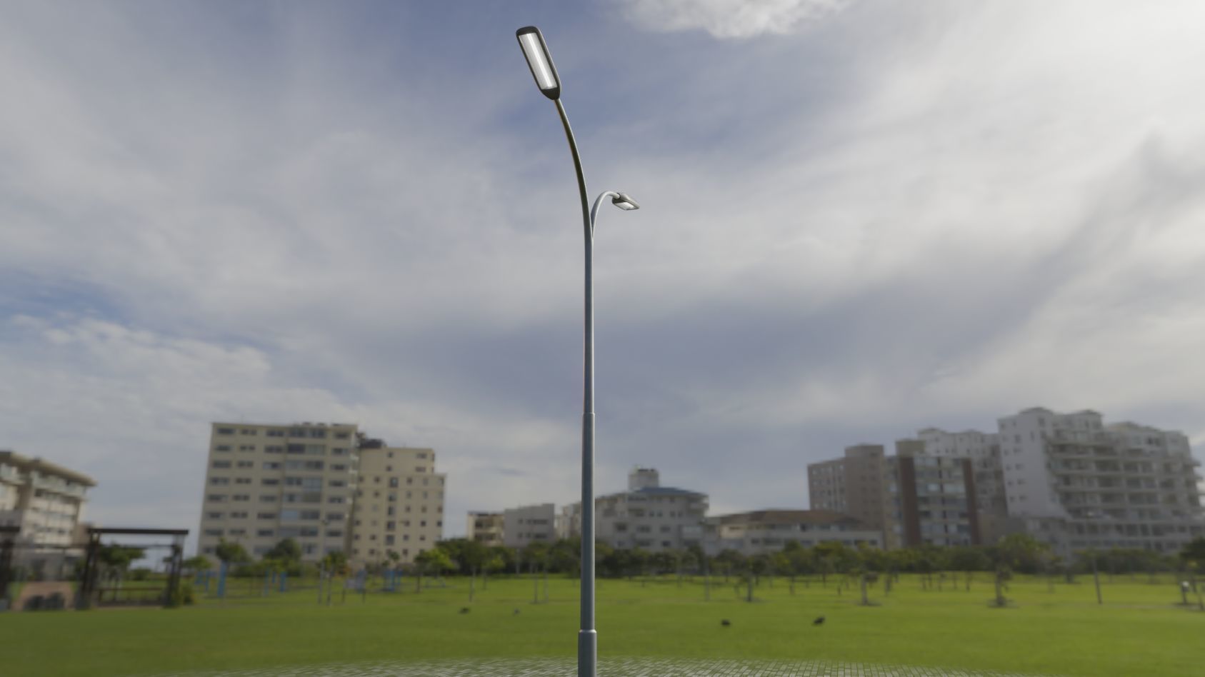 Street Light 11 version 10 6m with pole 4 Low-poly 3D model_6