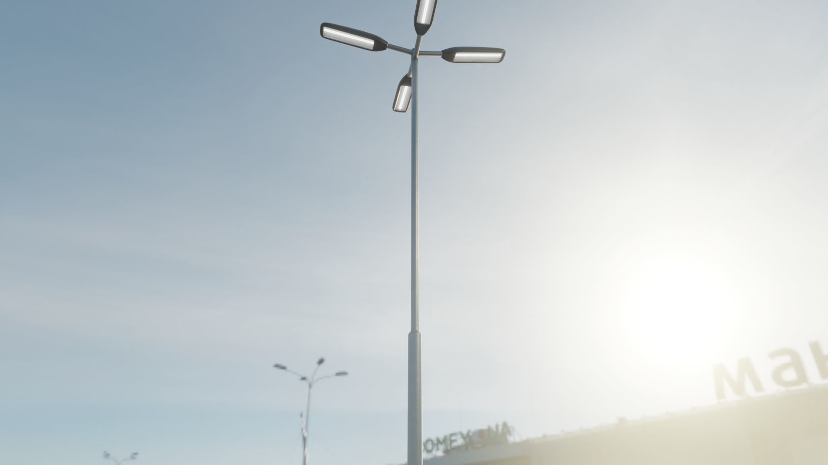Street Light 11 version 9 5m with pole 2 Low-poly 3D model_12