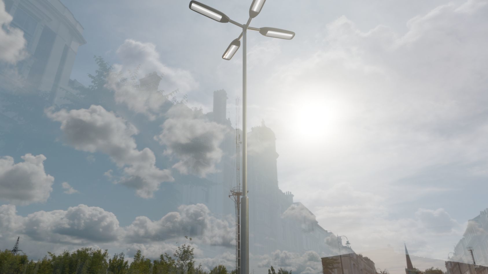 Street Light 11 version 9 5m with pole 2 Low-poly 3D model_11