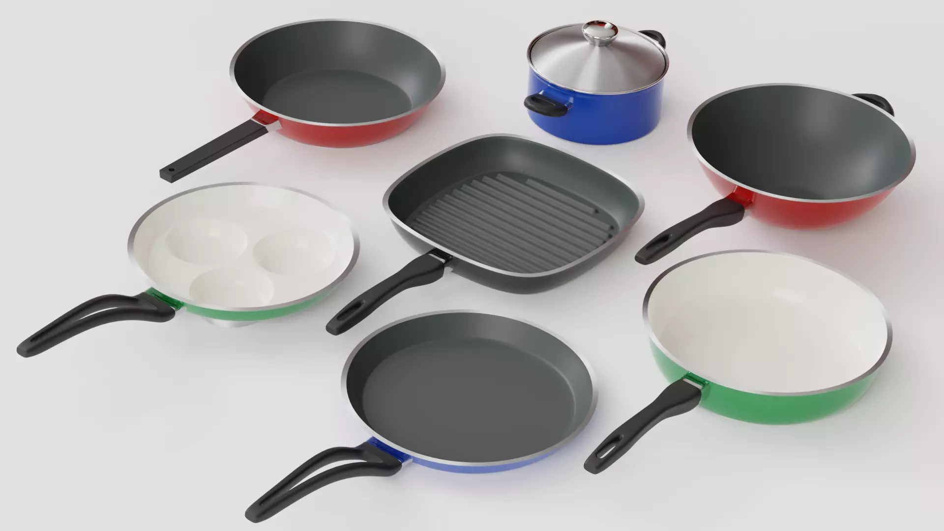 Frying Pans Set 3D model