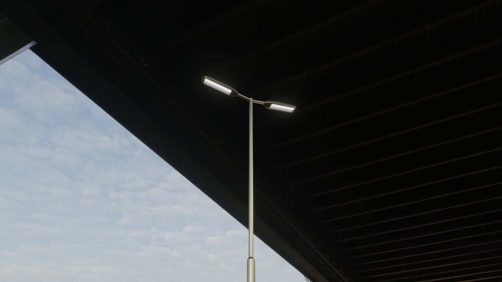 Street Light 11 version 7 5m with pole 2 Low-poly 3D model_13