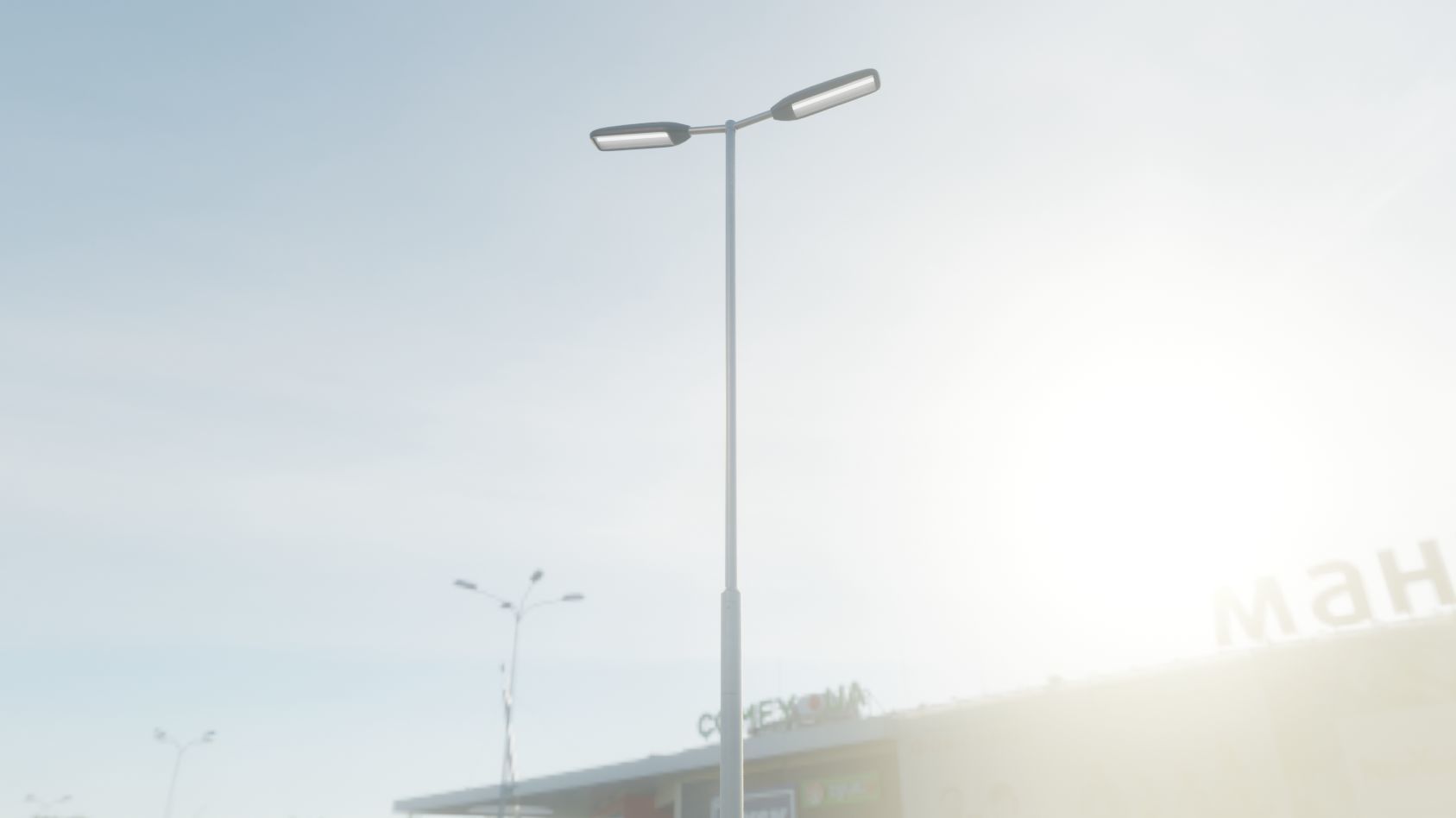 Street Light 11 version 7 5m with pole 2 Low-poly 3D model_3