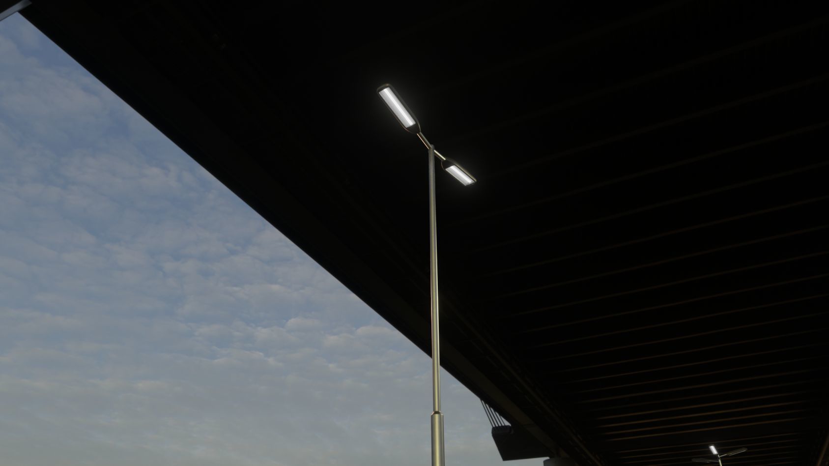 Street Light 11 version 7 5m with pole 2 Low-poly 3D model_43