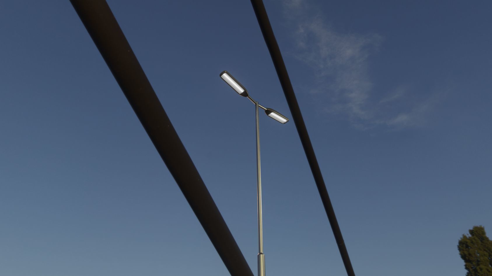 Street Light 11 version 7 5m with pole 2 Low-poly 3D model_11