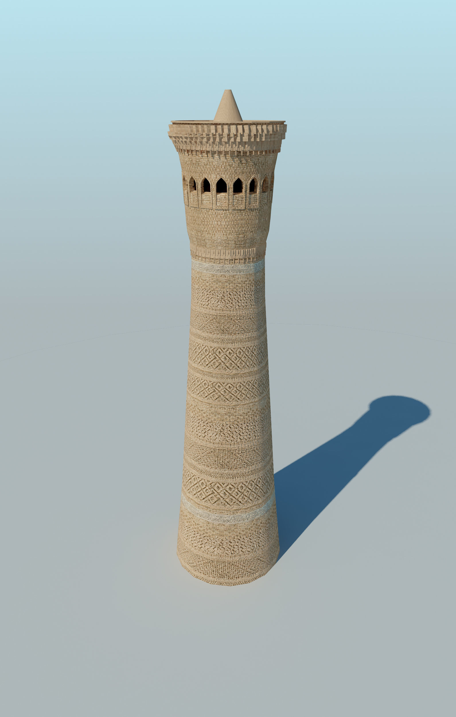 Minaret turkish tower Low-poly 3D model_3
