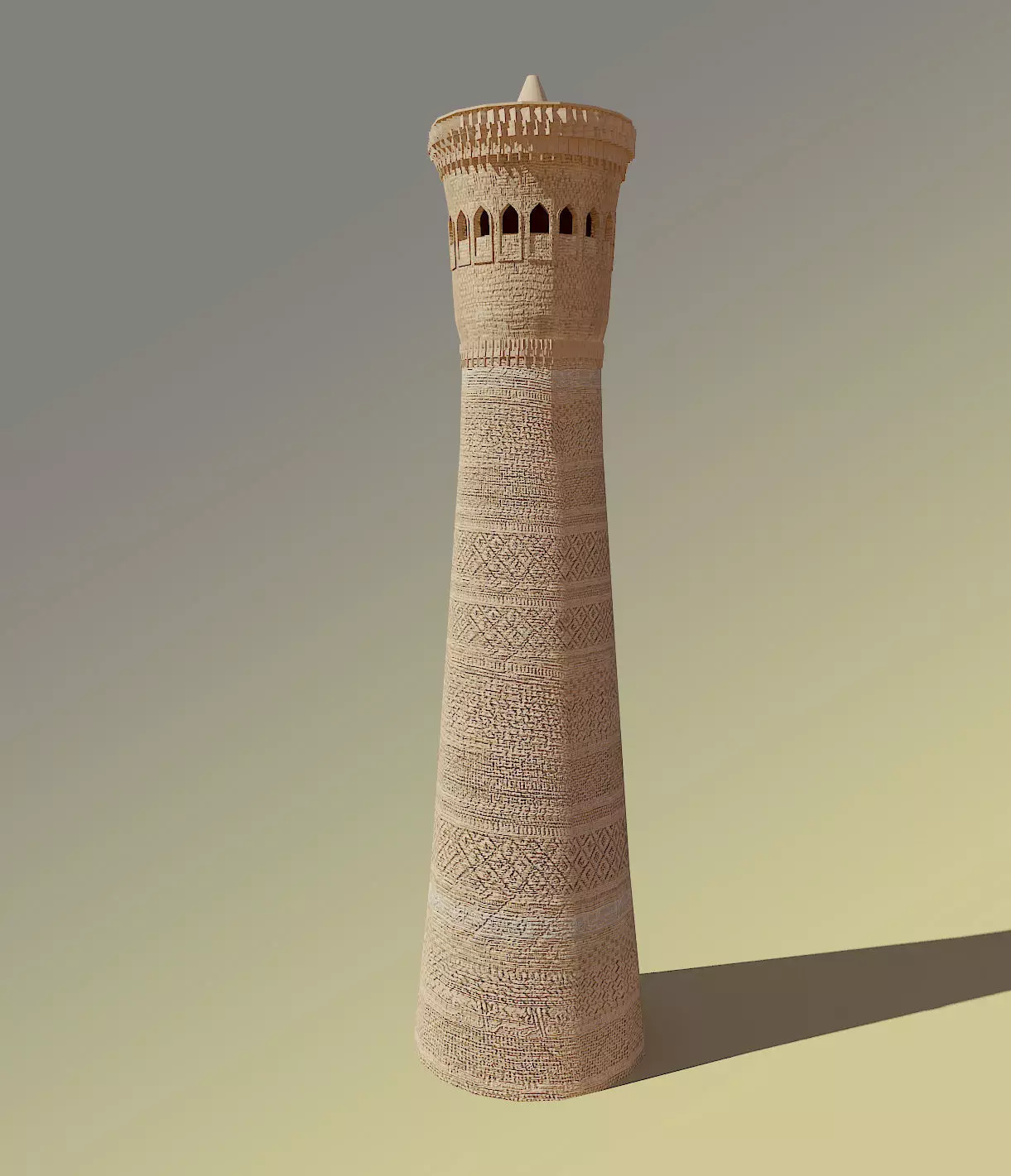 Minaret turkish tower Low-poly 3D model_0