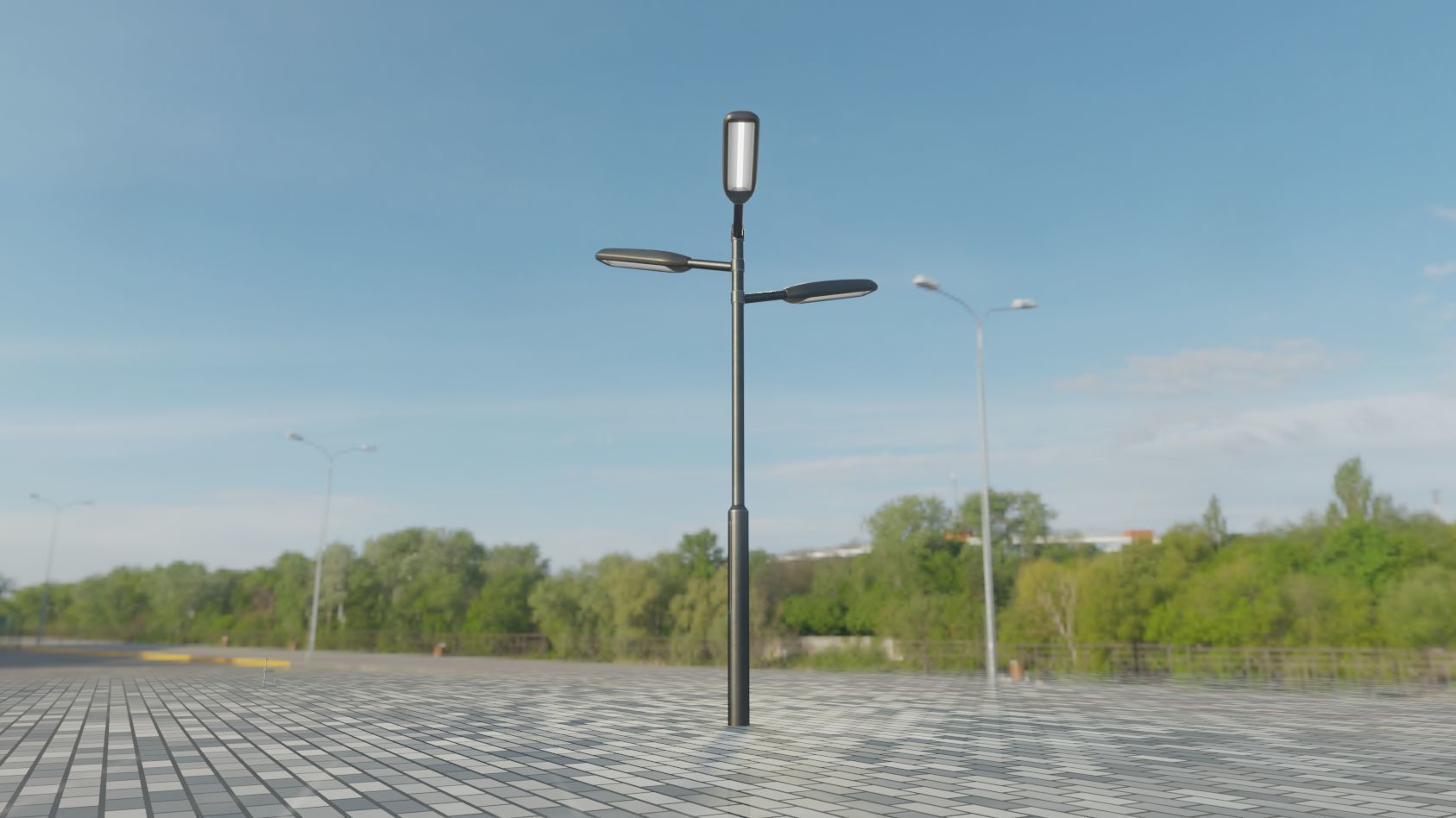 Street Light 11 version 5 3m with pole 3 Low-poly 3D model_7
