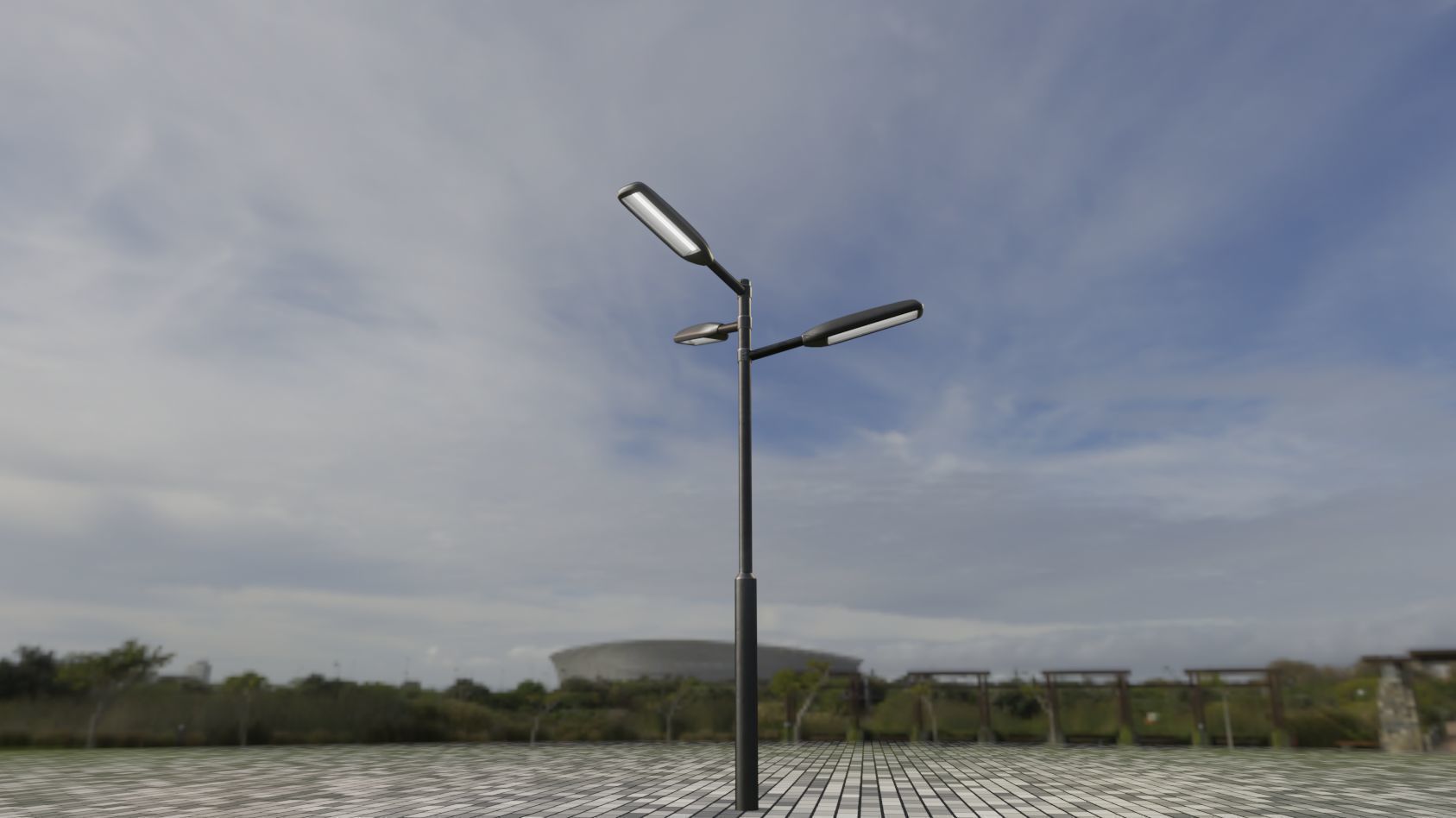 Street Light 11 version 5 3m with pole 3 Low-poly 3D model_10