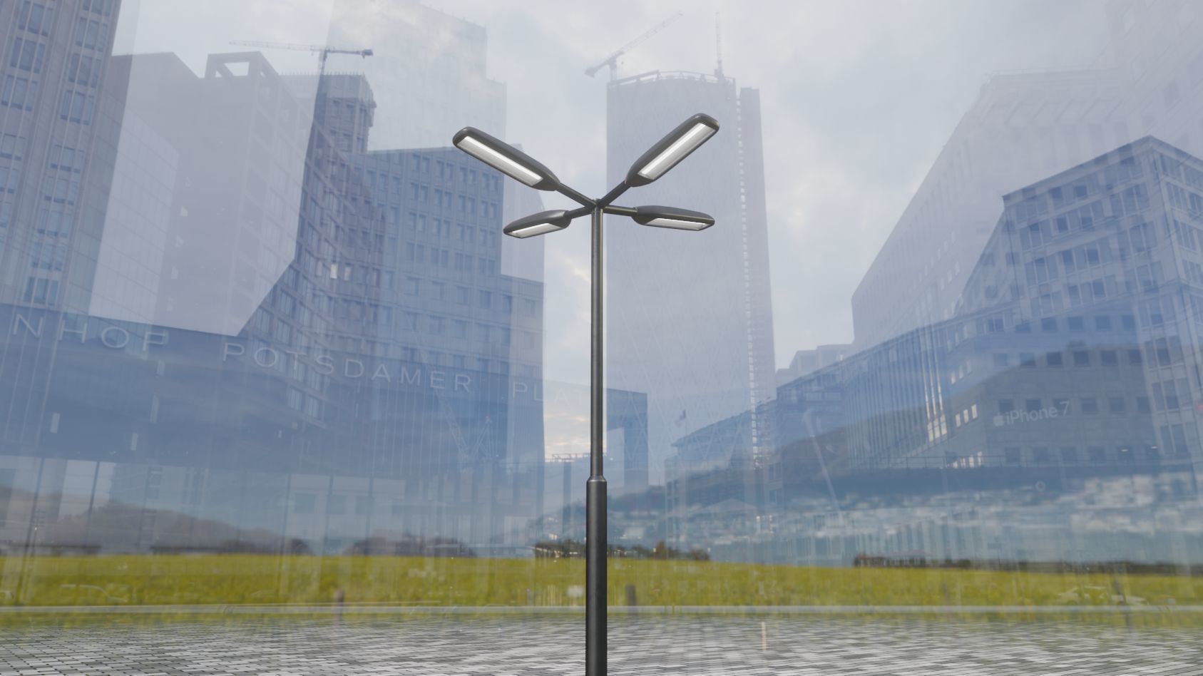 Street Light 11 version 4  3m with pole 3 Low-poly 3D model_15